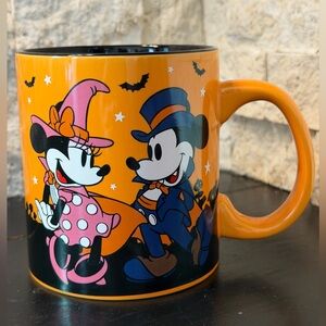 Happy Halloween Disney Mickey & Minnie Mouse Mug Coffee Cup Disneyana Orange